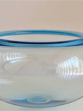 Per Lutken Royal Copenhagen Art Glass Bowl: MCM Blue Provence Crystal